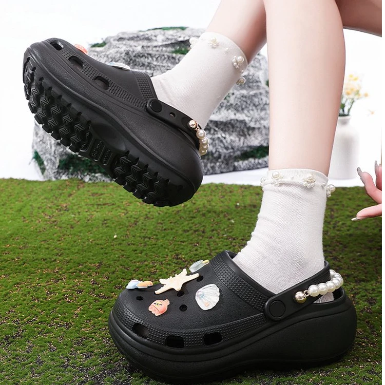 SEMIR后空低帮女中跟系带洞洞鞋舒适夏日沙滩饰品休闲夏季防滑