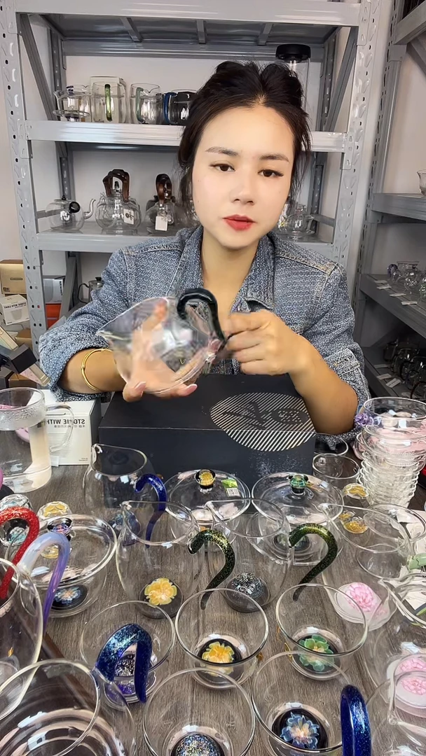 手工艺品玻璃禾器  淡然公道杯墨绿色  孤品