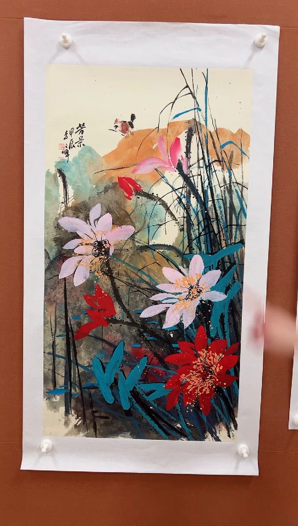 国画李文峰4.5平尺亮彩花鸟