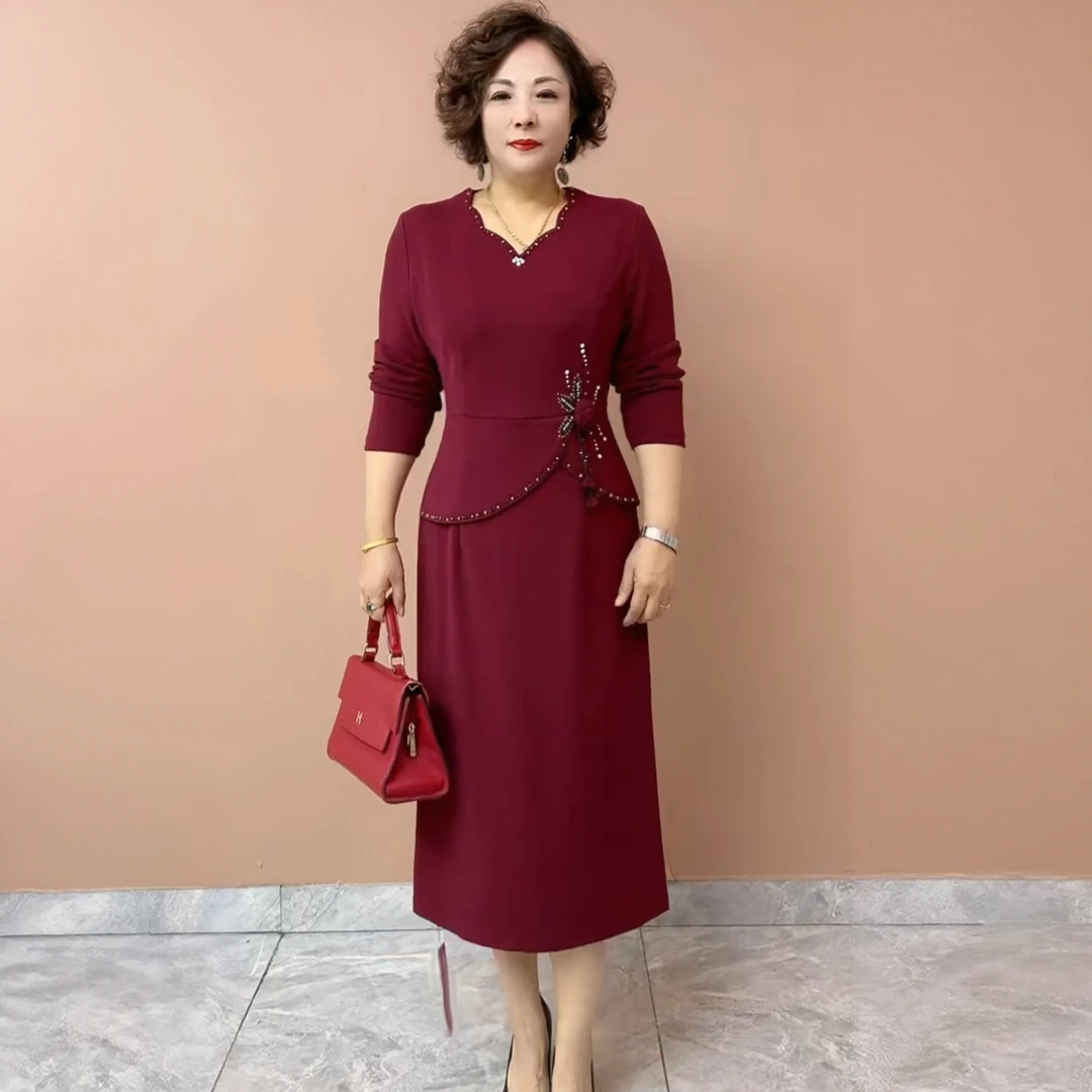 90235高端喜婆婆婚宴装旗袍新款醋酸年轻妈妈婚礼礼服高贵小个子