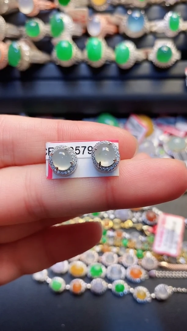 银S925镶嵌戒指翡翠天然