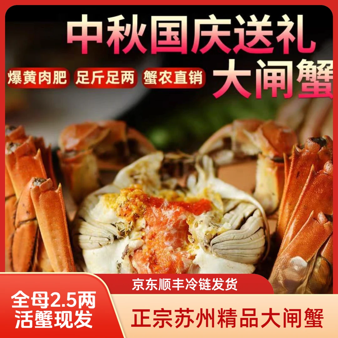 [活蟹]正宗苏州精品大闸蟹鲜活现发全母蟹2.5两/只8-10只装