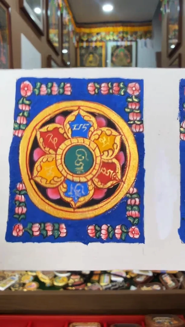 吊坠六字坛城-热贡纯手绘唐卡