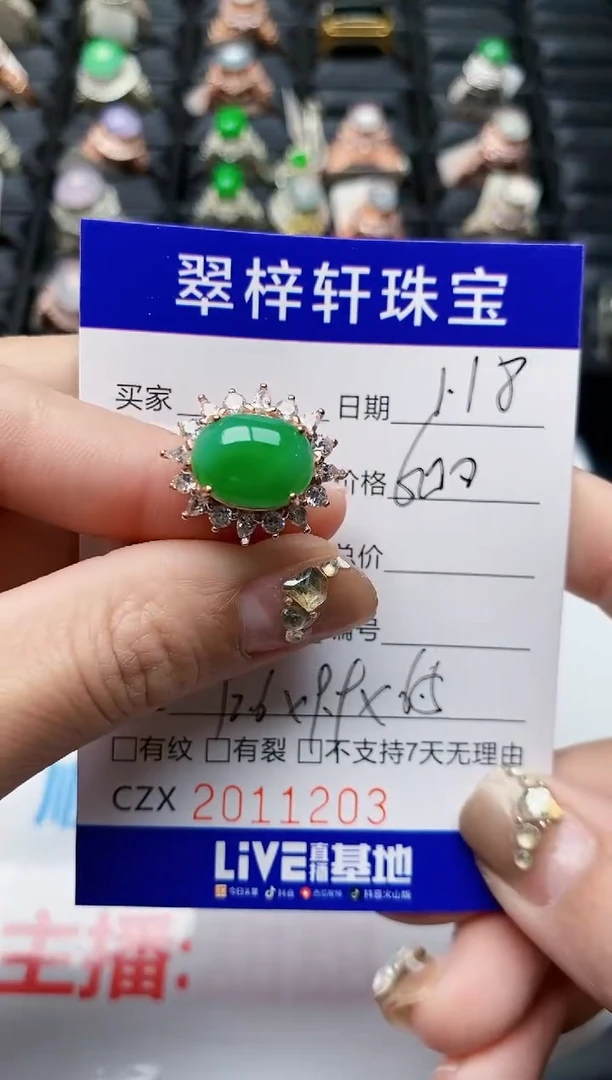 【闪购商品】翡翠戒指银S925镶嵌1203