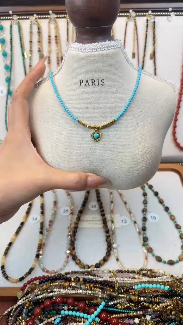 项链钛钢石英质玉蓝色