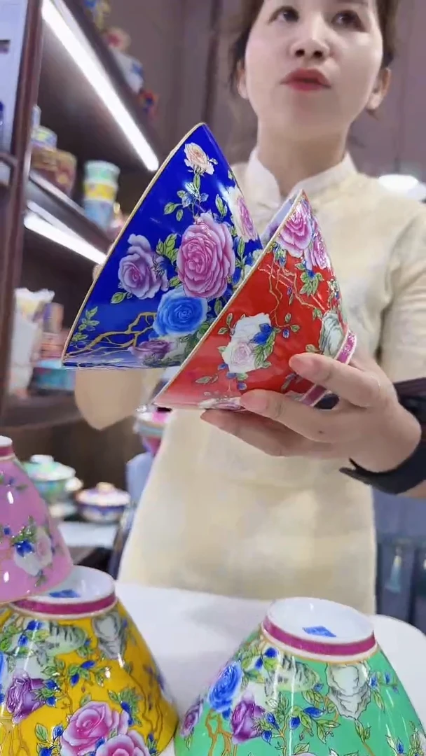 瓷片6英寸斗笠碗2个景德镇陶瓷