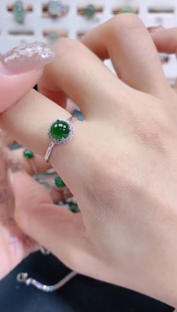 银S925镶嵌戒指翡翠天然翡翠