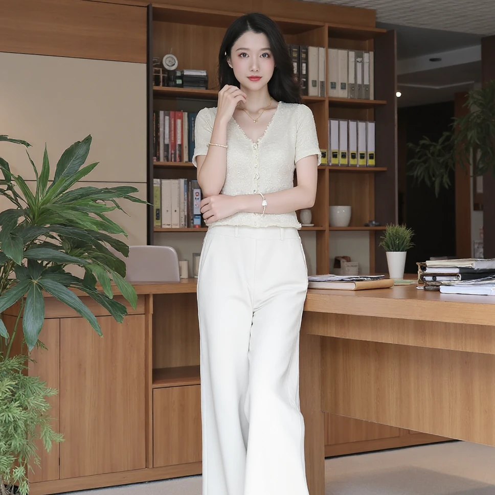 【籽言专属】【韩系气质】短袖针织衫女薄款通勤修身KT20315