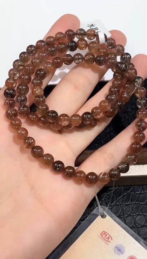 未镶嵌手链水晶48号黑金超七多圈6+mm