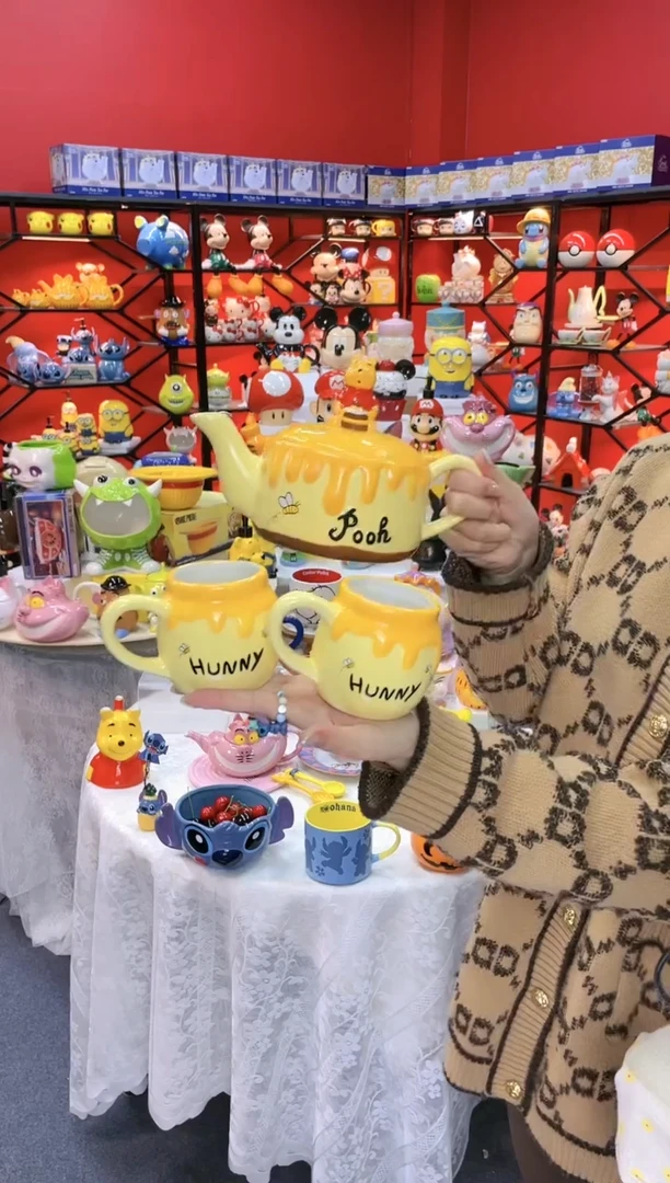 【闪购商品】.@@陶瓷维尼熊一壶二杯