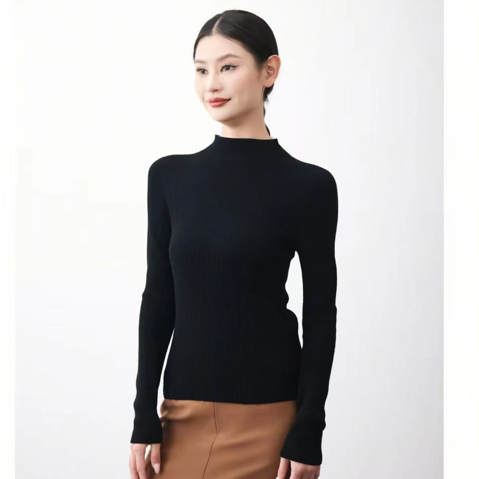 GIRDEAR/哥弟1399770新款时尚半高领纯色套头绵羊毛针织衫上衣