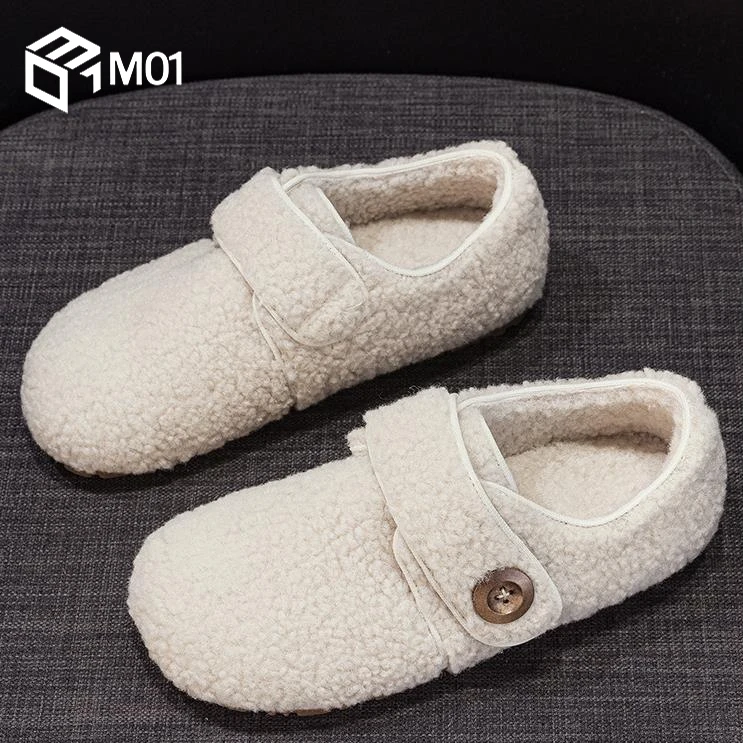 M01鞋子女新款百搭爆款冬季勃肯鞋加绒毛毛鞋懒人一脚蹬保暖棉鞋