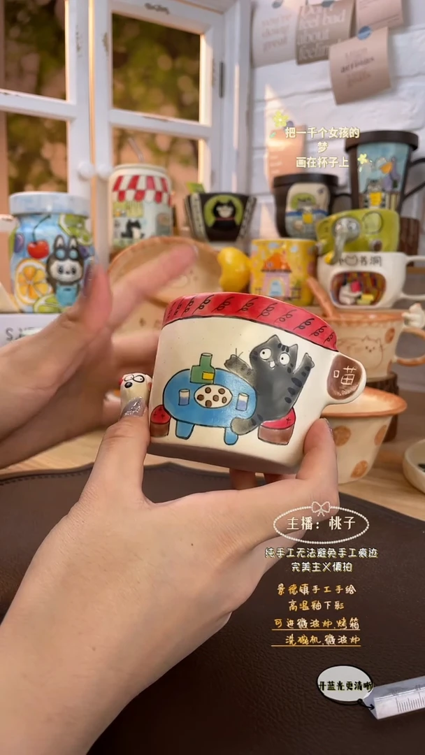 摆件景德镇创意手绘可爱设计师款文创礼物小狗