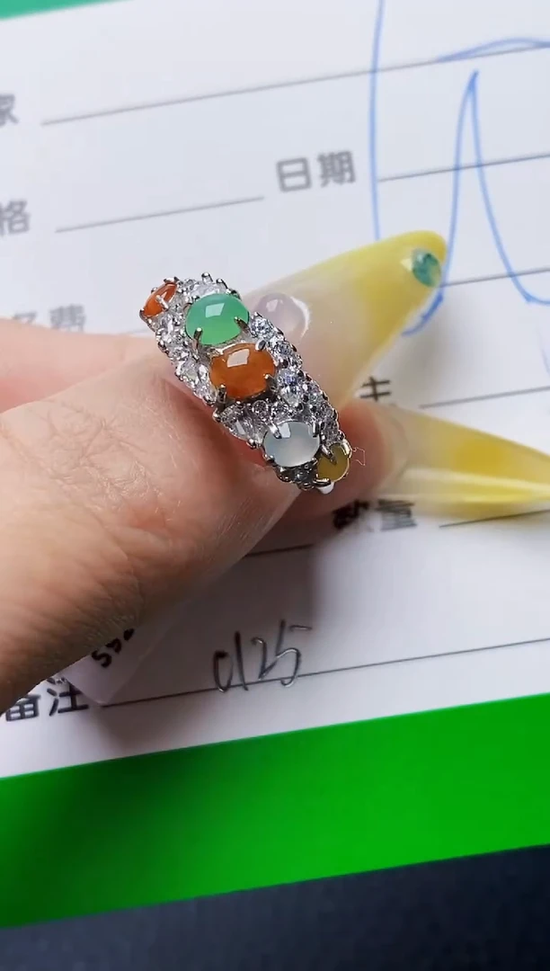 银S925镶嵌戒指翡翠0125