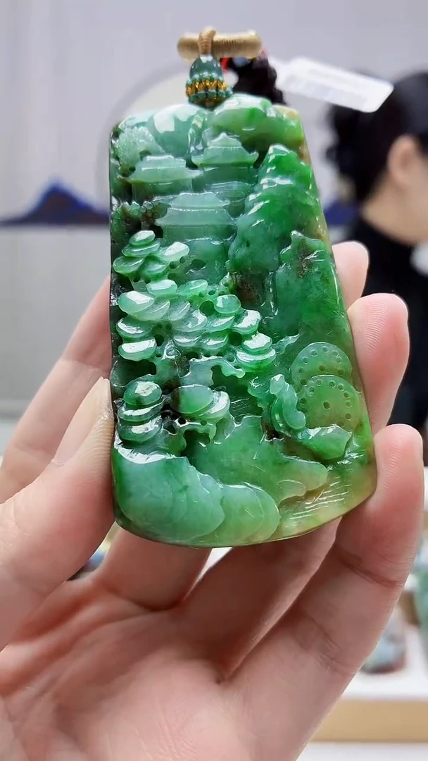 未镶嵌定制翡翠4812zm-毛货挂件6山水