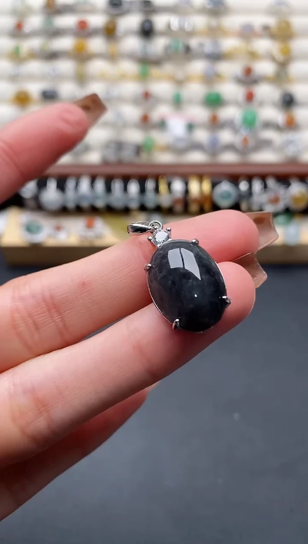 银S925镶嵌戒指翡翠4444444+6