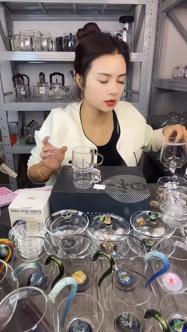 手工艺品玻璃禾器  丰隆煮茶器浅紫色