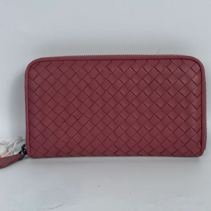 95新 BOTTEGA VENETA/葆蝶家 Bv葆蝶家长款钱包粉色