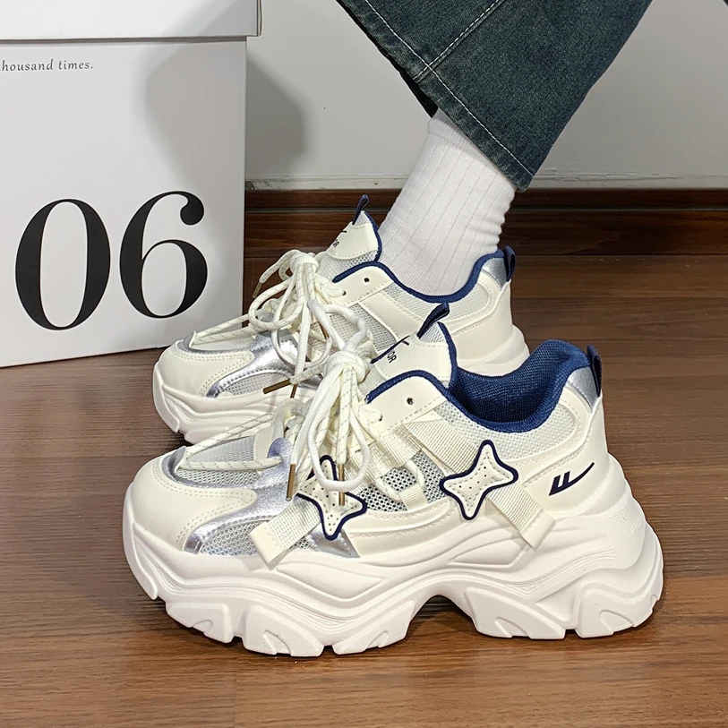 回力女鞋老爹鞋女透气2025爆款原创网面多巴胺厚底小众运动鞋子女