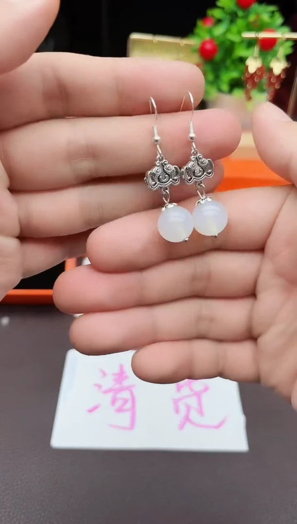 玛瑙/玉髓耳饰银S925镶嵌435000