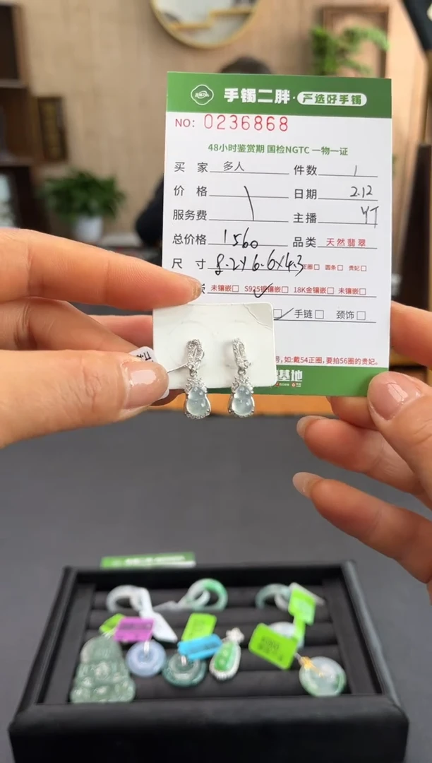 【闪购商品】翡翠耳饰银S925镶嵌多人