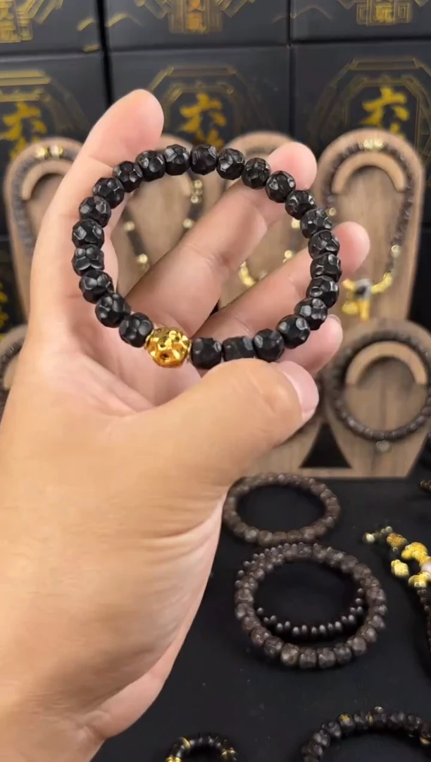 椰蒂手串黑金椰蒂无相9*8尺寸满配款