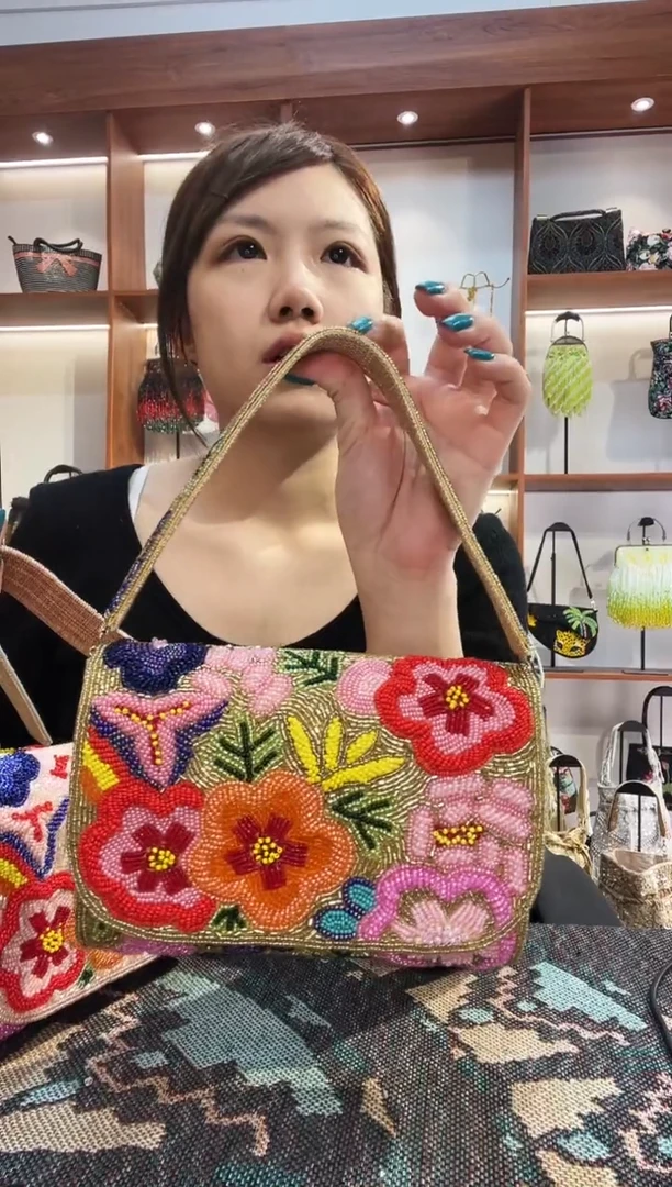 织物5号（多色可选）手工珠珠包包腋下斜跨包手拿包手提晚宴包