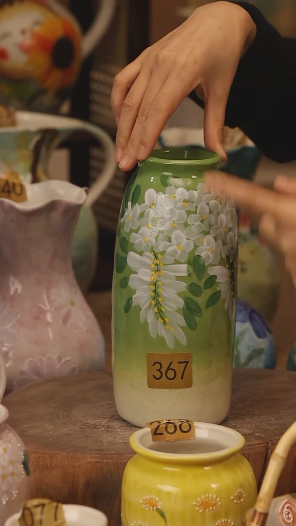 陶瓷景德镇设计师手作花器摆件侘寂风@M367@