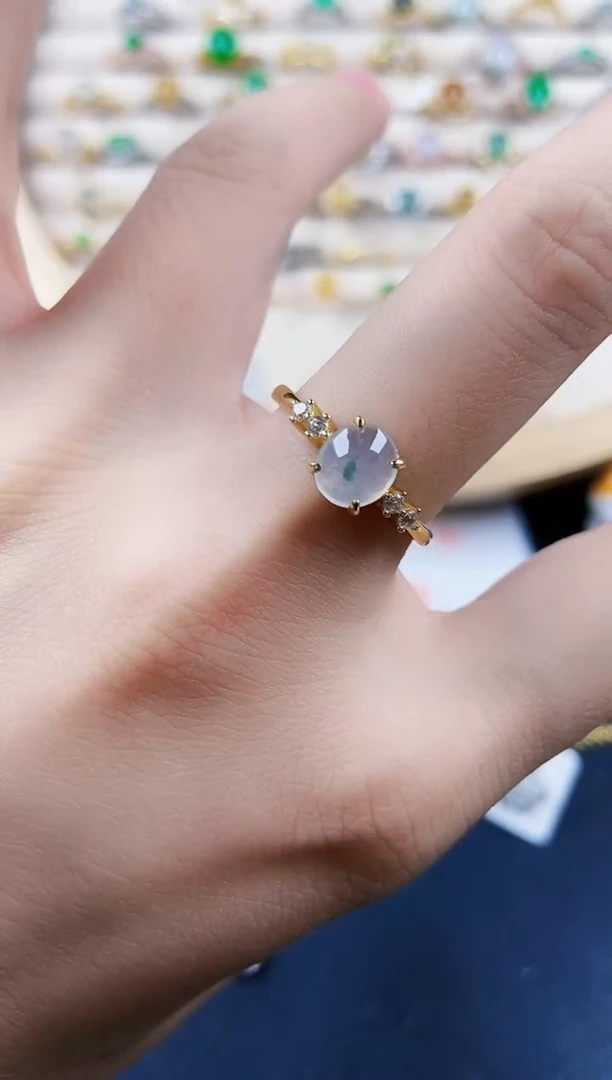 翡翠戒指银S925镶嵌456789