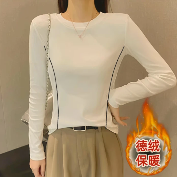 【升级款】慕斯德绒 秋冬设计款 不挑年龄 修身显瘦圆领百搭打底衫