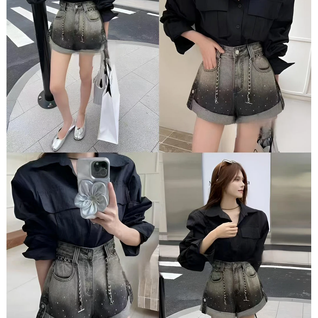 （016-080）工装牛仔裤时尚高腰休闲半身裙潮流短裙牛仔a字短裙半裙