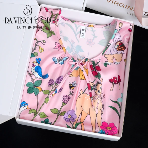 DAVINCIART2025新款女森林兔睡裙春夏薄款家居服
