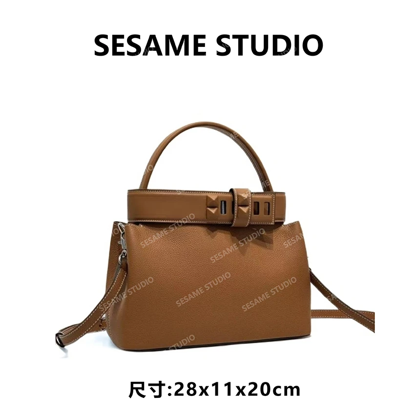 【芝麻集】XKY-7279-棕色RAIN.CUN休闲时尚百搭腋下女包