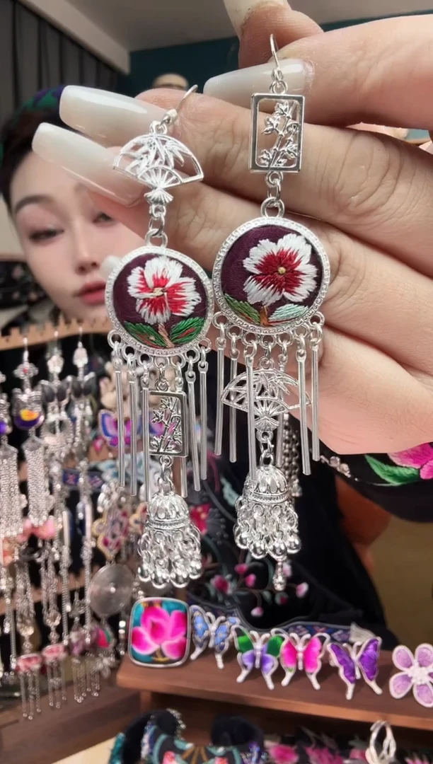 刺绣纯手工民族风刺绣耳环