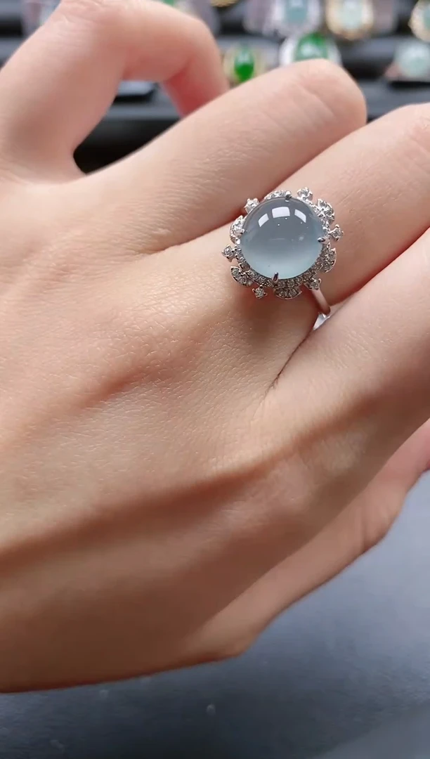 【闪购商品】翡翠戒指银S925镶嵌5151-8