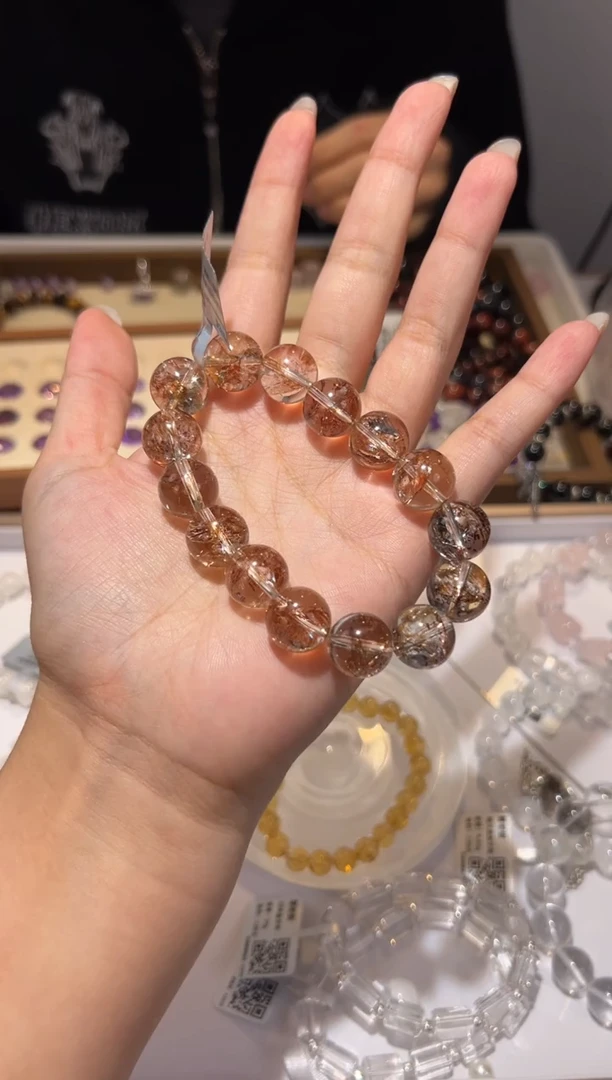 【闪购商品】水晶手串未镶嵌13mm金珀锦鲤胶花