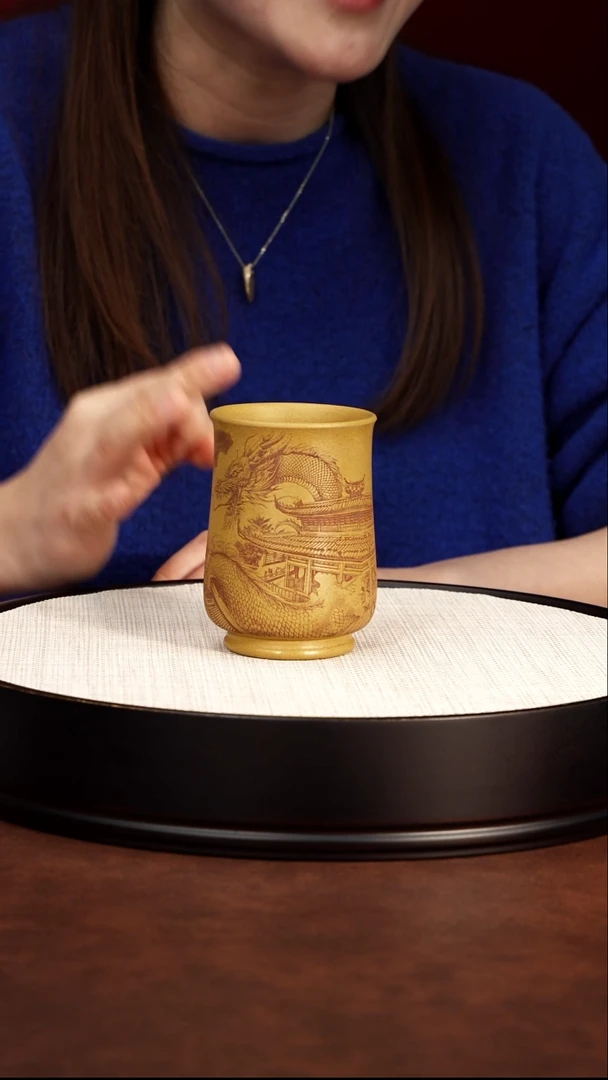 紫砂茶案全手工主人杯 段泥龙杯 200cc