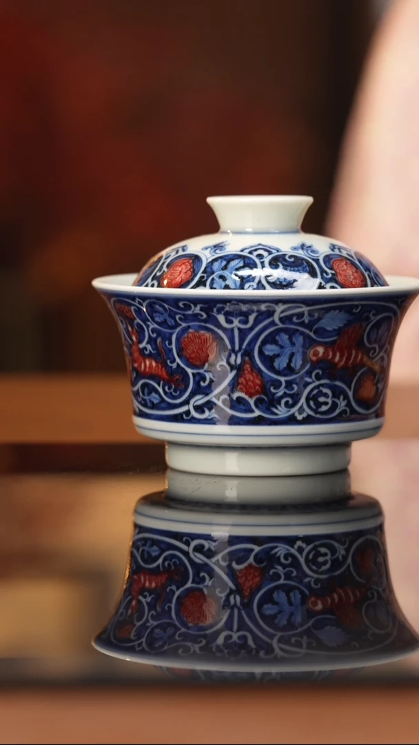 杯屹朴堂青花釉里红