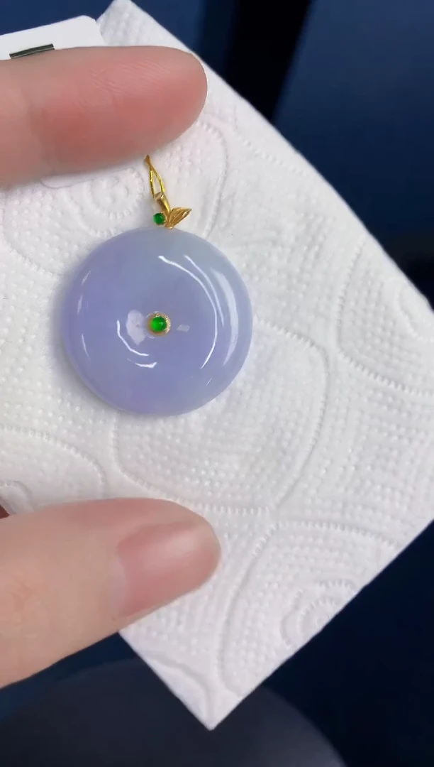 颈饰18K金镶嵌翡翠天然翡翠缅甸A货