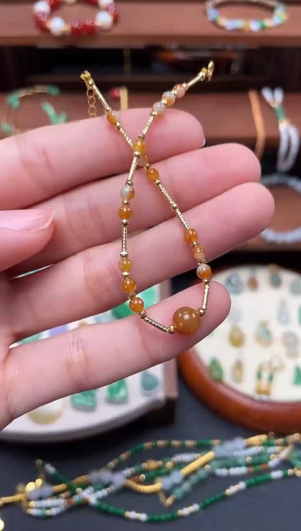 【闪购商品】翡翠套链18K金镶嵌一个  JK418