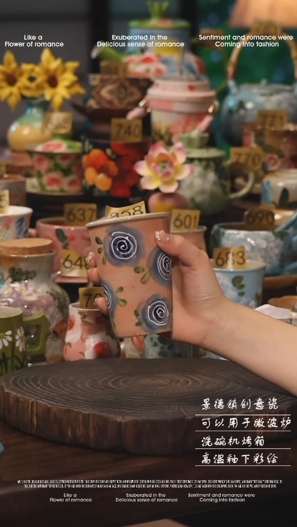 陶瓷858景德镇高温釉下彩绘设计师款式