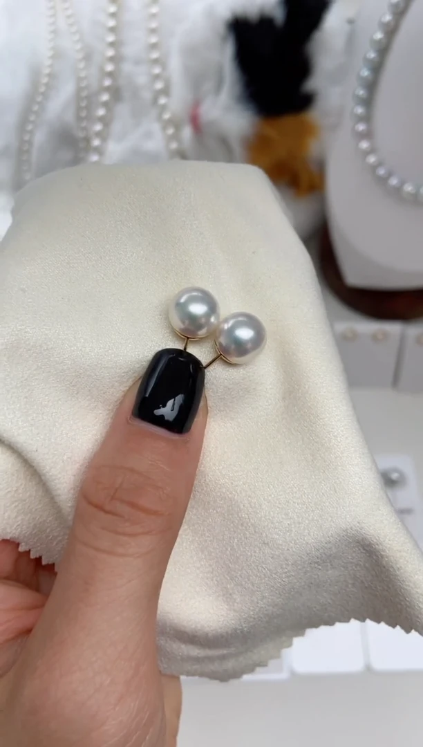 【闪购商品】海水珍珠耳钉18K金镶嵌9.5-10mm耳钉福利