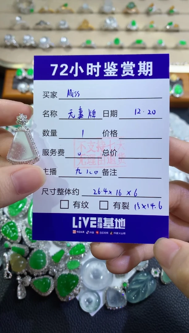 颈饰18K金镶嵌翡翠M****佳无事牌分单