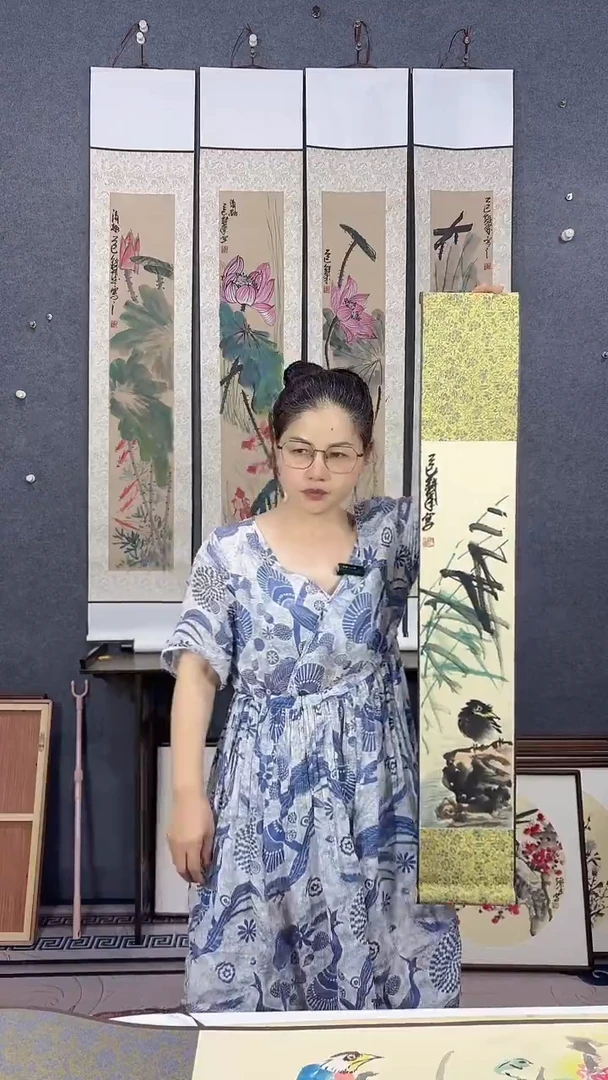 国画90*15吴铁成手绘卷轴