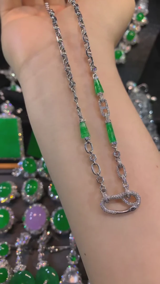 【闪购商品】翡翠套链18K金镶嵌万能链