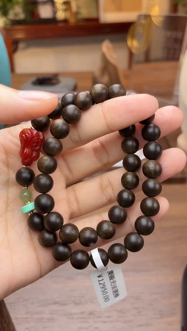 沉香手串沉香【非遗】雷击白棋楠08白菜双圈沉水设计