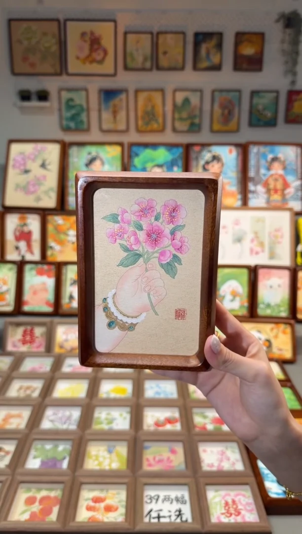 国画海棠花小手 手绘国画6