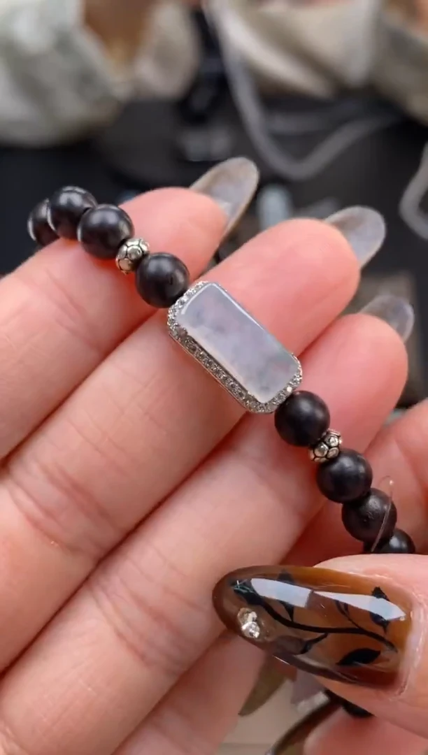 颈饰银S925镶嵌翡翠净货18016