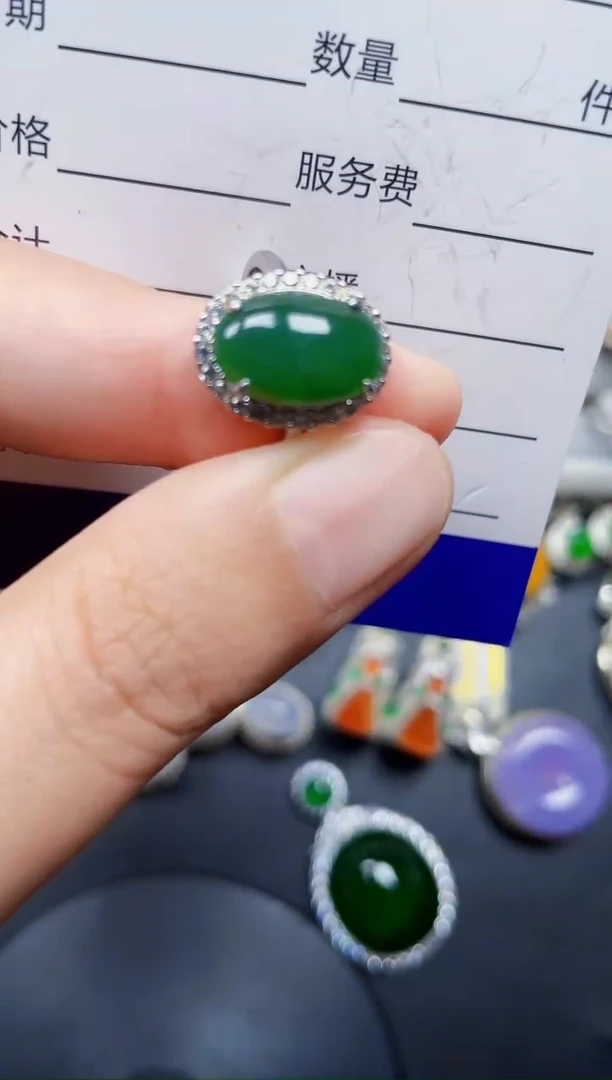 银S925镶嵌戒指翡翠81