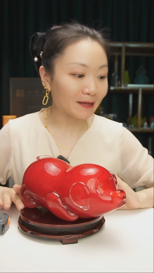 琉璃博山琉璃手工猪摆件